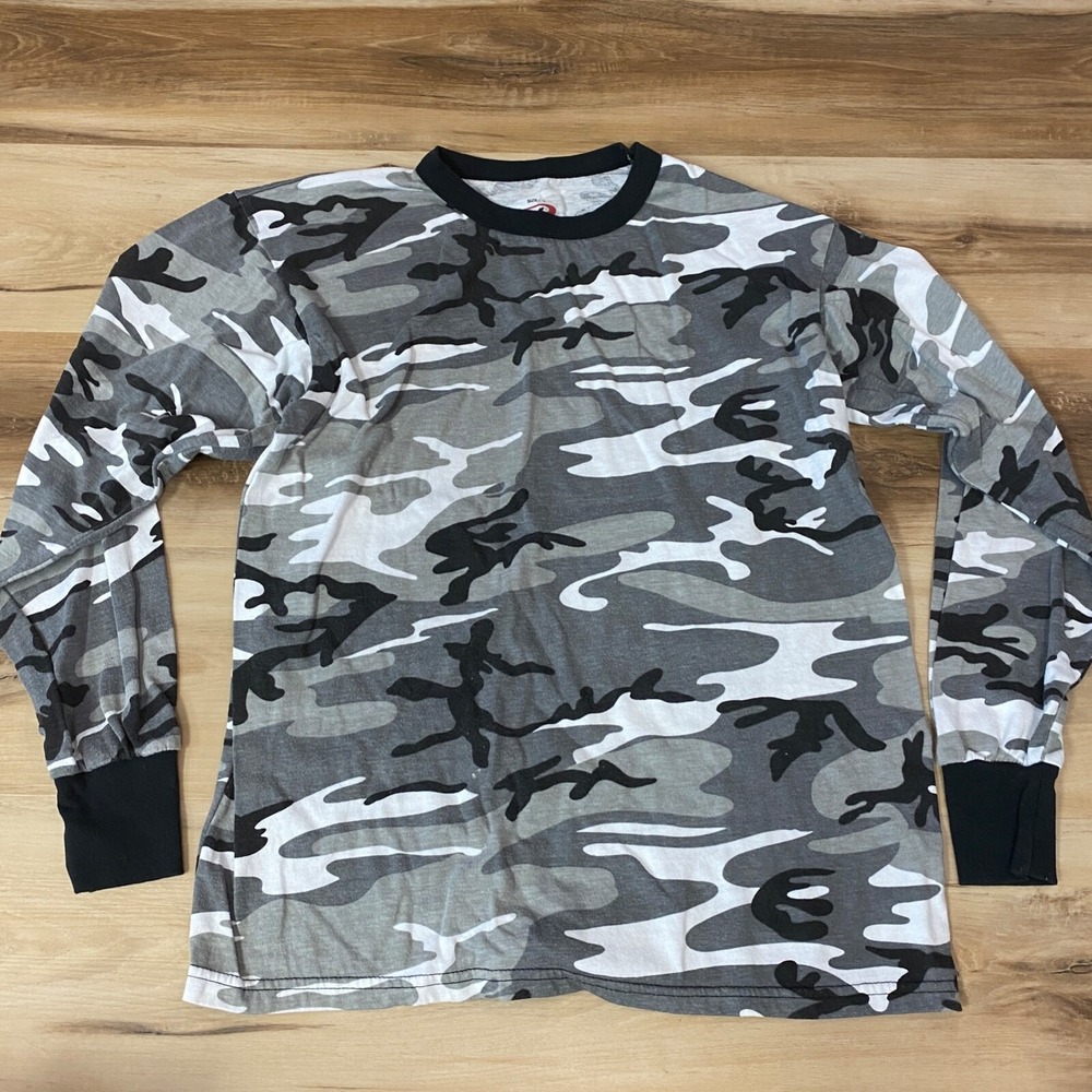 Rothco Camo Shirt Mens Large Urban Camouflage Cotton Blend Streetwear Grey Black